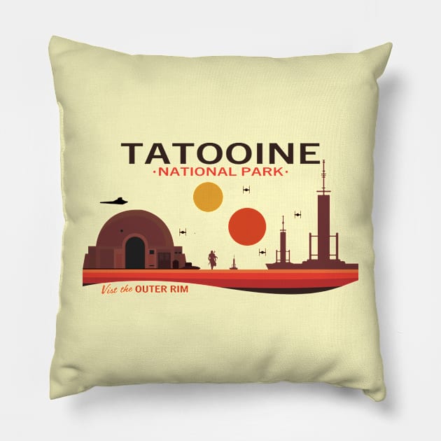 Visit Tatooine - National Park Retro Pillow by PARIS^NIGHT