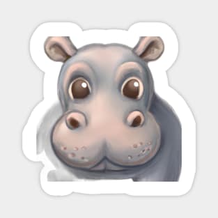 Cute Hippopotamus Drawing Magnet