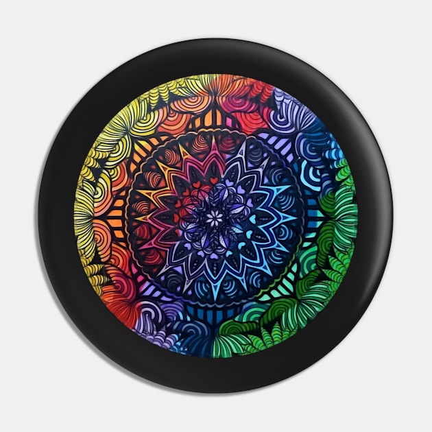 Rainbow Mandala Pin by AmeUmiShop