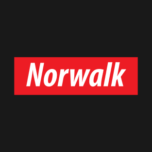 ​'Norwalk' USA white text on a red background T-Shirt