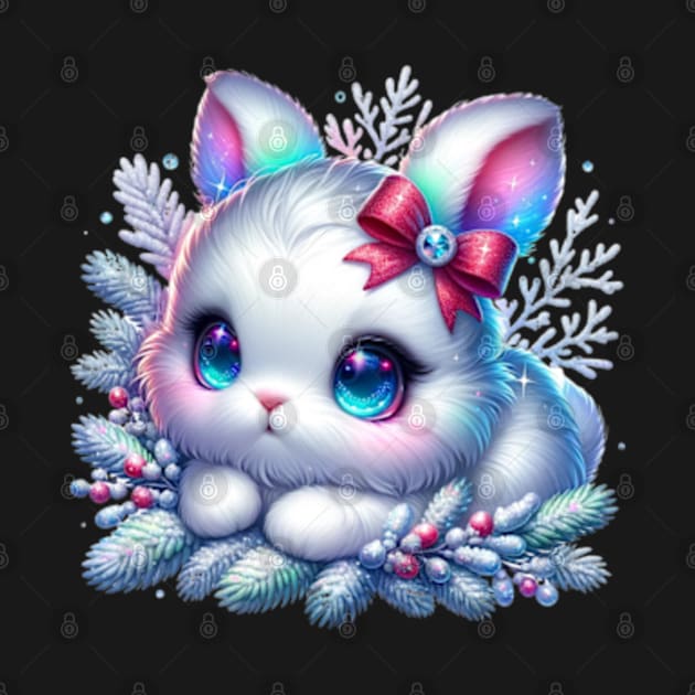 Snow Bunny Rabbit Cute Christmas Kawaii Chibi Animal by Lavender Celeste