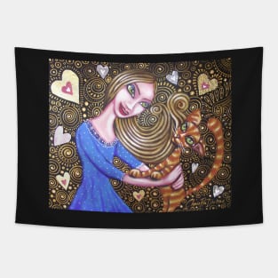 Playing with my Heart (Cat Art) Tapestry