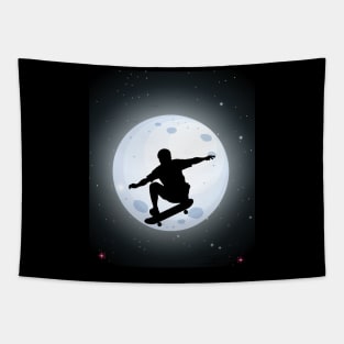 Skateboard Funny Trick Design Moon Stars Tapestry