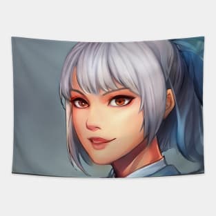 Grey Hair Anime Girl Tapestry