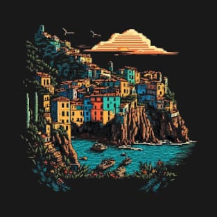 Cinque Terre Pixel Art T-Shirt