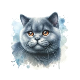 British Shorthair - Watercolor Cat T-Shirt