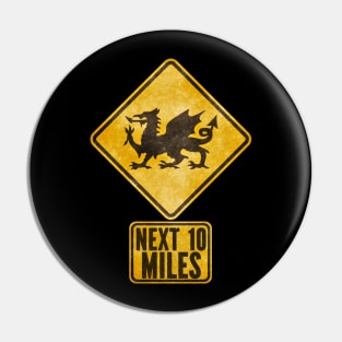 Welsh Dragon Road Sign, Here Be Dragons Pin