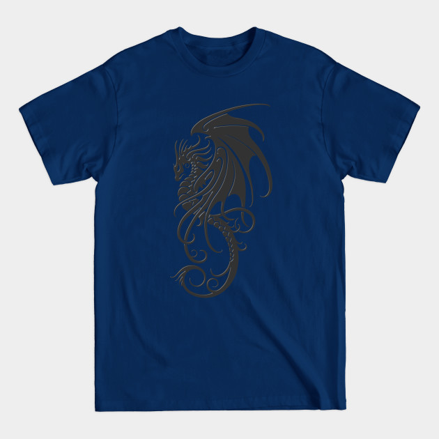 Flying Dark Tribal Dragon - Dragon - T-Shirt