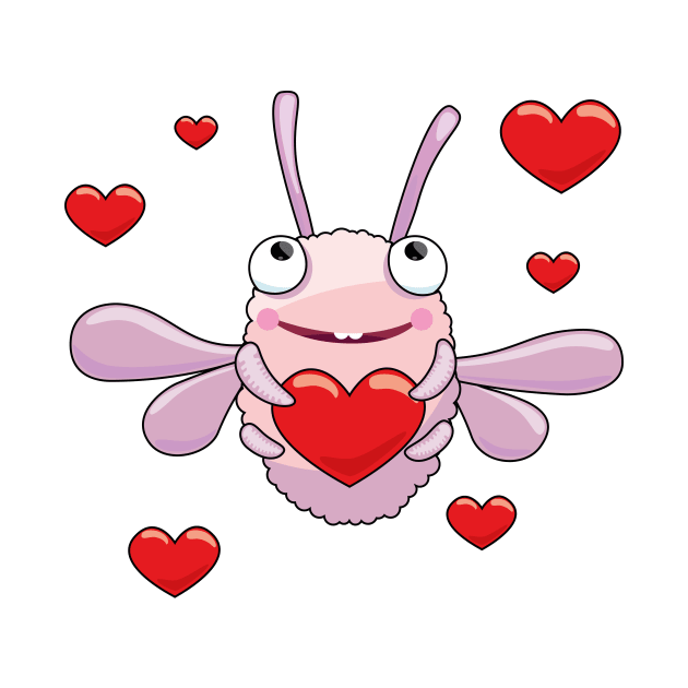 Lovely little pink moth with a big red heart by Anna Gaich