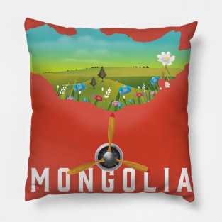 Mongolia Map travel poster Pillow