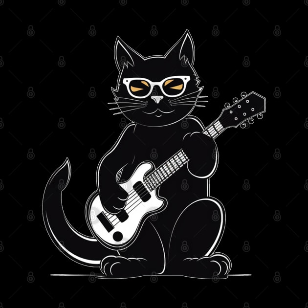 Cat playing guitar by Onceer