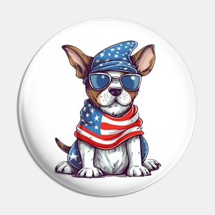 Patriotic Dog, 4th of July Design Pin