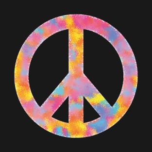 Peace Symbol Color Sponge Splash Look T-Shirt