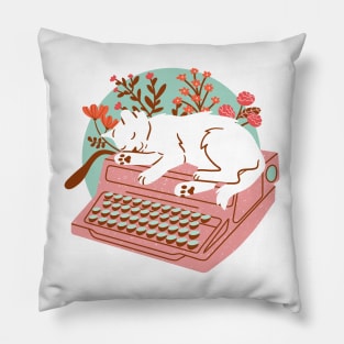 Typewriter and Cat Pillow