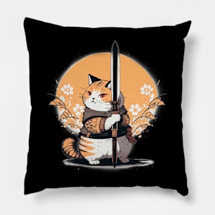 Japanese Style Cat With a Sword Pillow