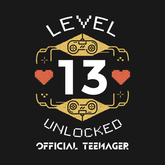 Official Teenager 13th Birthday T-Shirt Level 13 Unlocked - Level 13