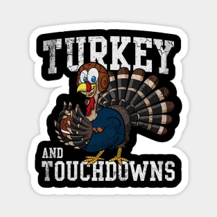 Thanksgiving Football Turkey And Touchdowns Magnet