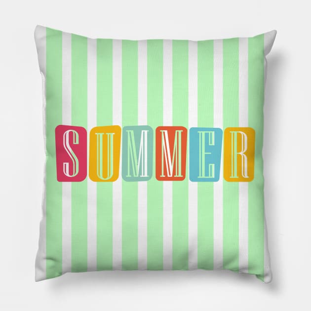 Summer - Green Stripes on - Pillow by Peter the T-Shirt Dude