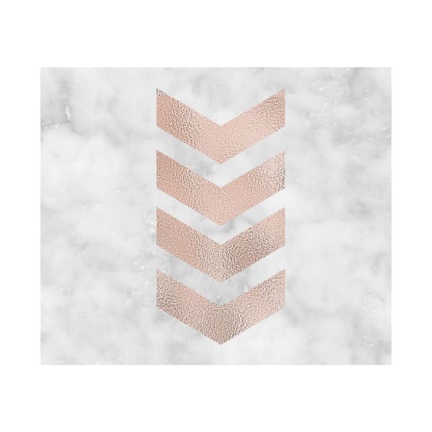 Rose gold chevrons on marble by marbleco