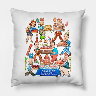 Celebrating christmas and new year Cartoon New A feast of fun. Served up by your film favorites. Retro Vintage Comic Pillow