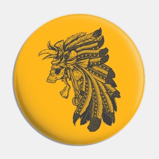 Skull Feathers Pin