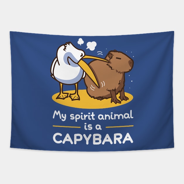 My spirit animal is a capybara v2 Tapestry by Domichan