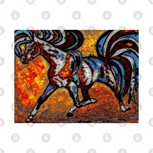 Run Pony Run Abstract Mosaic by Overthetopsm