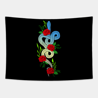 Beautiful snake with flowers Tapestry