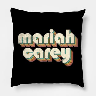 Retro Vintage Rainbow Mariah Letters Distressed Style Pillow