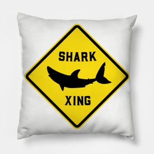 Shark Crossing Road Sign Xing Zone Pillow