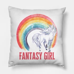 Unicorn Gift Fantasy Girl Rainbow Design Mythology Flirty Shirt Pillow