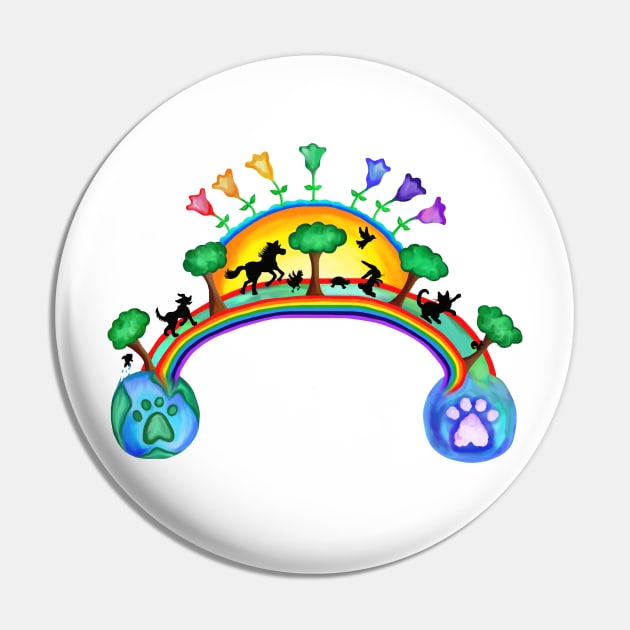 Pet Rainbow Bridge Journey Pin by Art by Deborah Camp