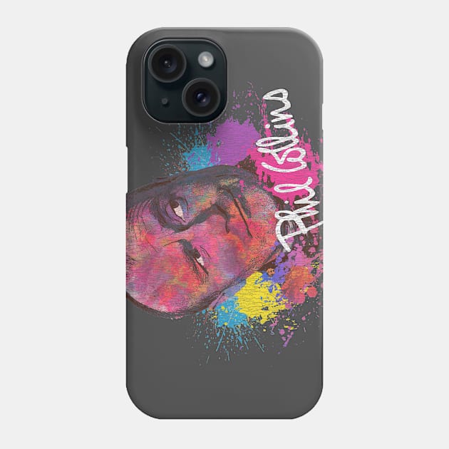 Phil Collins Face Watercolor Painting Vintage Look Phone Case by Bingung Mikir Nama Design