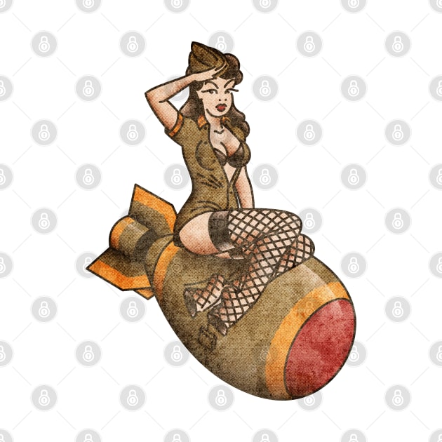 American Traditional Patriotic Atomic Bomb Belle Pin-up Girl Vintage Style by OldSalt