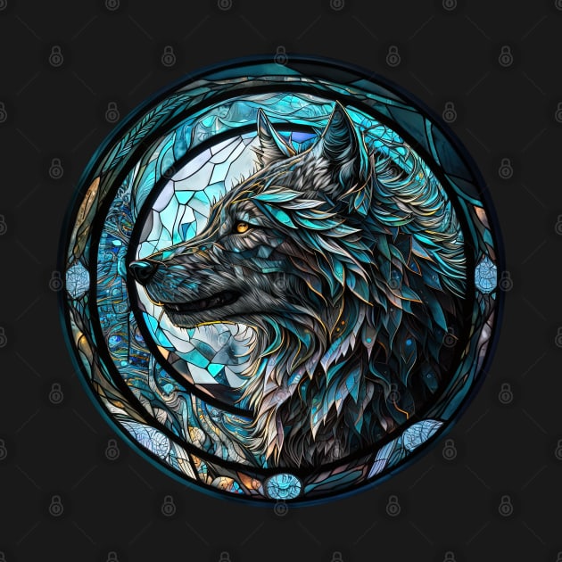 Magic wolf and moon stained glass window by MaxDeSanje 