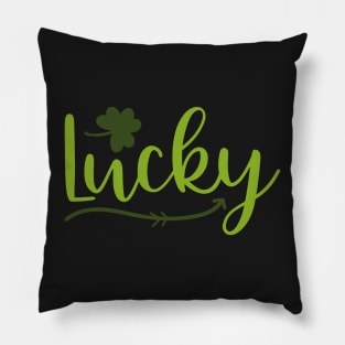 Lucky Irish Shamrock Typography Pillow