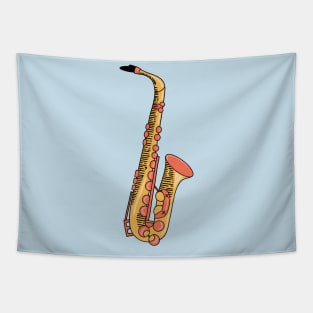 Saxophone Hand Drawn Line Art Musical Instrument Tapestry