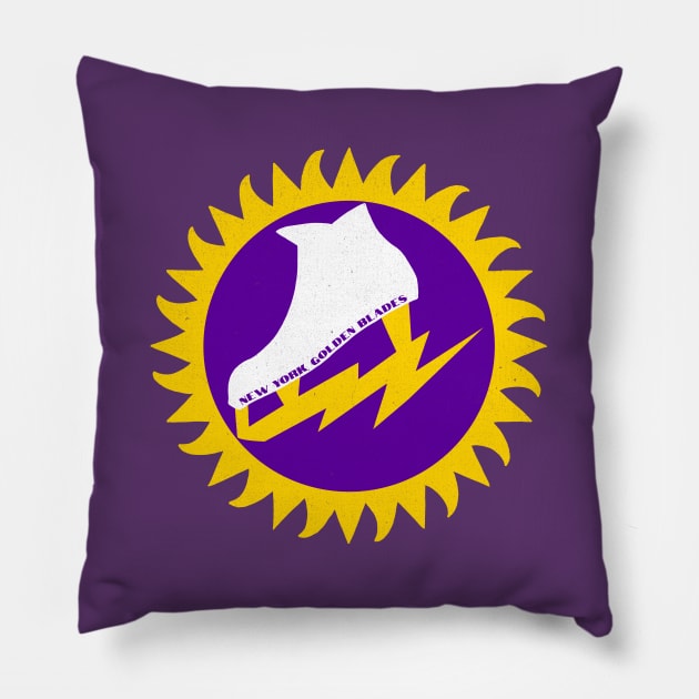 Defunct New York Golden Blades Hockey 1973 Pillow by LocalZonly