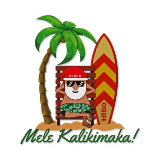 Santa Surfer Mele Kalikimaka T-Shirt