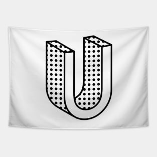 3D Ben Day Dot Isometric Letter U Tapestry