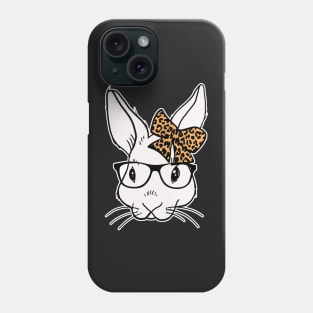 Bunny glasses leopard ribbon happy easter 2021 Phone Case