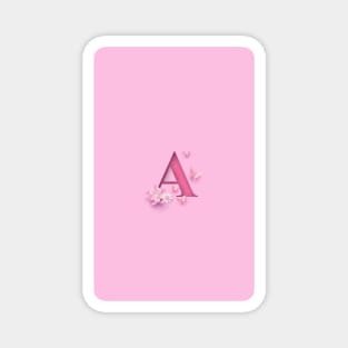 A Letter Personalized, Pink Minimal Cute Design, Birthday Gift, Christmas Gift, Magnet