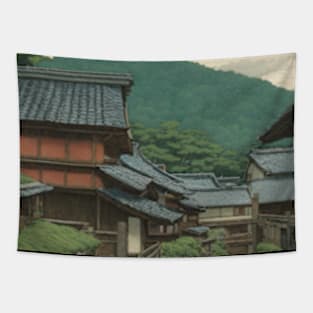 beautiful street of japan kawase hasui style art Tapestry