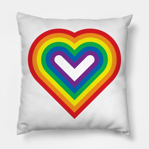 Rainbow Heart Shaped Striped Pattern Pillow by speedmanstudio