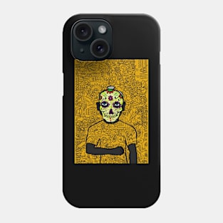 11 NFT: MaleMask Art with Mexican Eyes, Blue Skin, and Unique Doodle Background Phone Case