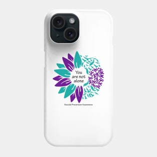 Suicide Prevention: You are not alone, black type Phone Case