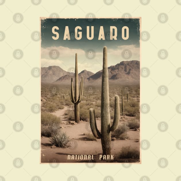 Saguaro vintage poster by GalaxyArt