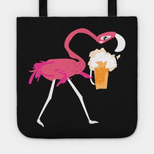 Flamingo Drinking Beer Funny Pink Flamingo Tote