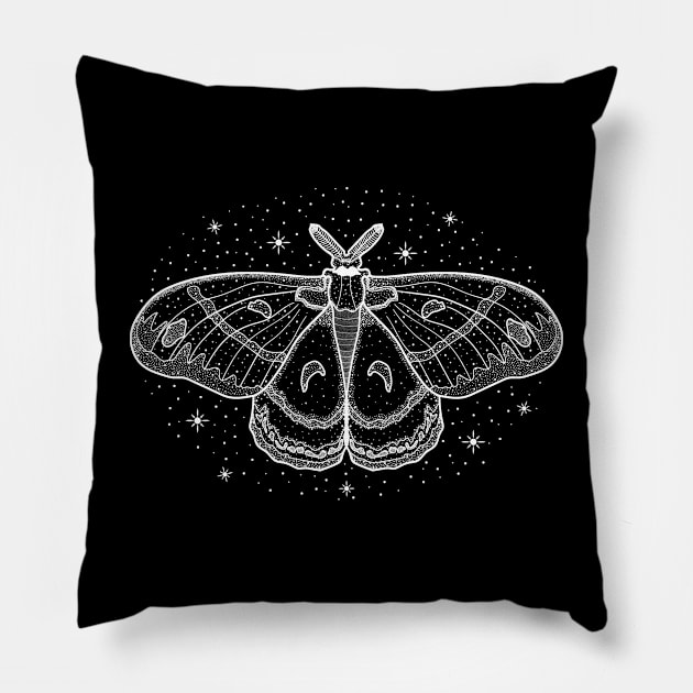 Starry Cecropia Moth Pillow by CelestialStudio