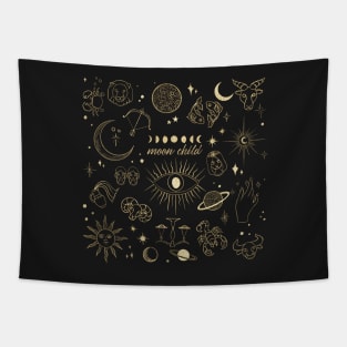 Moon child in black Tapestry